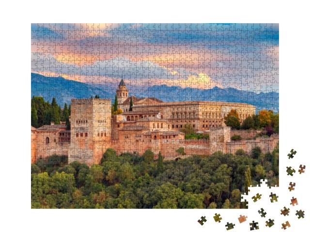 Puzzle 1000 Teile „Majestätische Festung und Palastanlage Alhambra, Granada, Spanien“