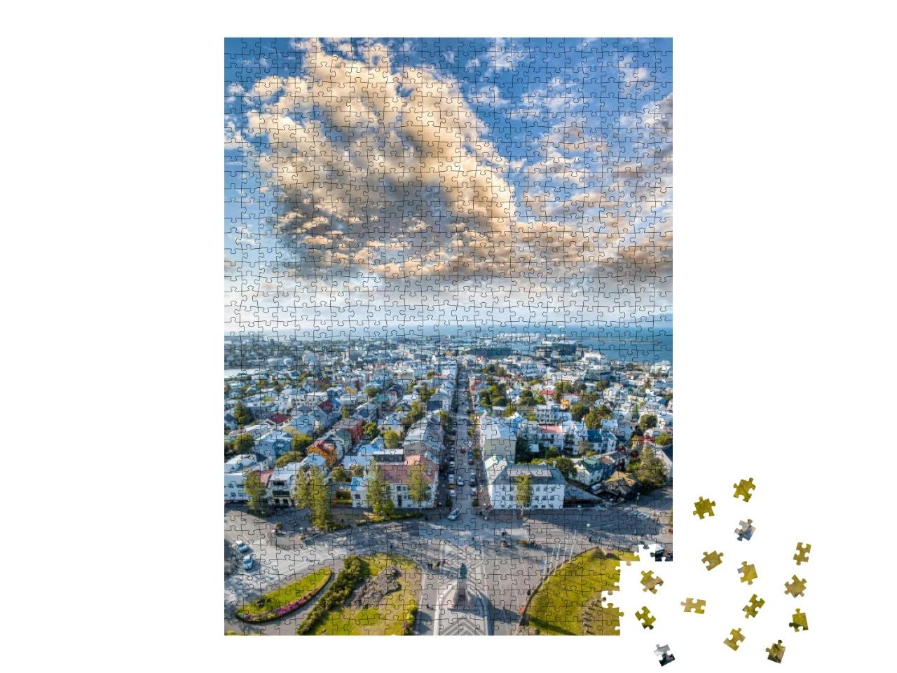 Puzzle 1000 Teile „Blick von der Hallgrimskirkja, Island“