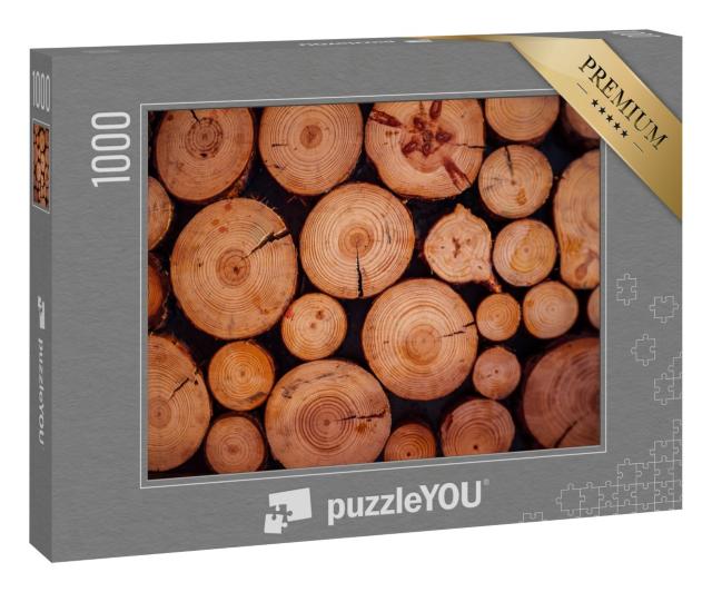 Puzzle 1000 Teile „Holzabschnitt mit Rissen und Jahresringen“