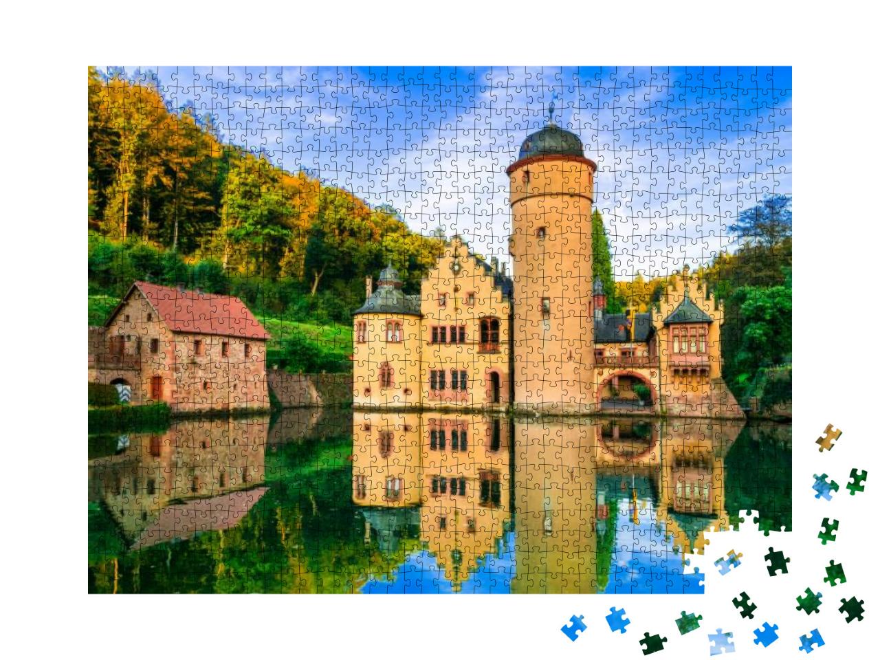 Puzzle 1000 Teile „Schönes romantisches Schloss Mespelbrunn in Deutschland“