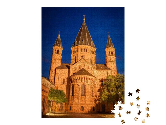 Puzzle 1000 Teile „Der Mainzer Dom am Abend, Rheinland-Pfalz“