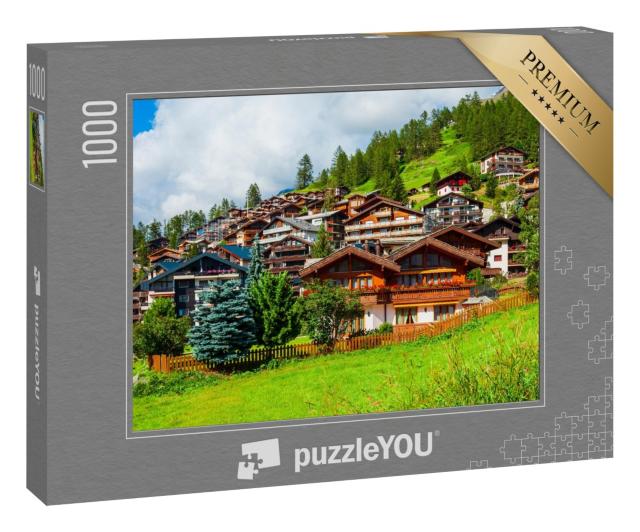 Puzzle 1000 Teile „Traditionelle lokale Häuser im Zentrum von Zermatt“