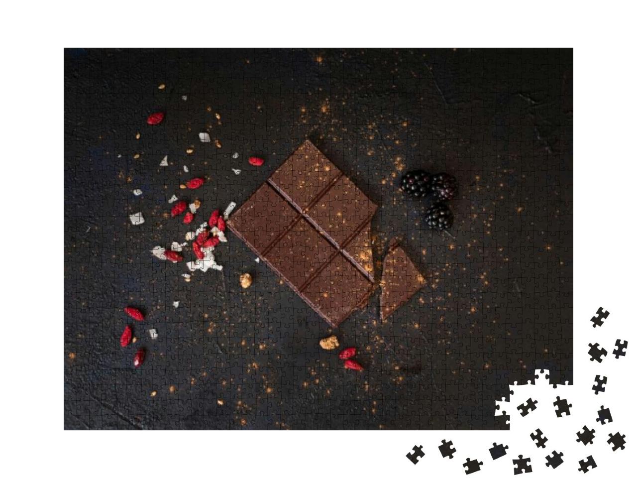Puzzle 1000 Teile „Dunkle Schokolade mit Kokoschips und Brombeeren“