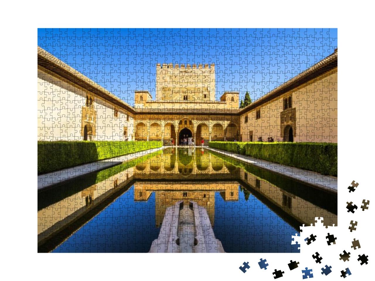 Puzzle 1000 Teile „Innenhof der Myrten in der Alhambra, Granada, Spanien“