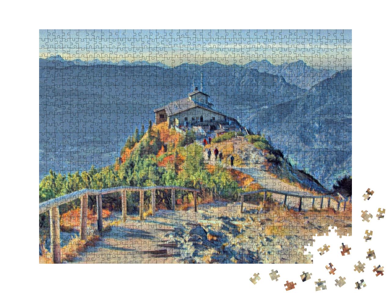 Puzzle 1000 Teile „im Stil von Paul-Cezanne - Kehlstein Adlerhorst, Berchtesgaden, Bayern - Puzzle-Kollektion Künstler & Gemälde“