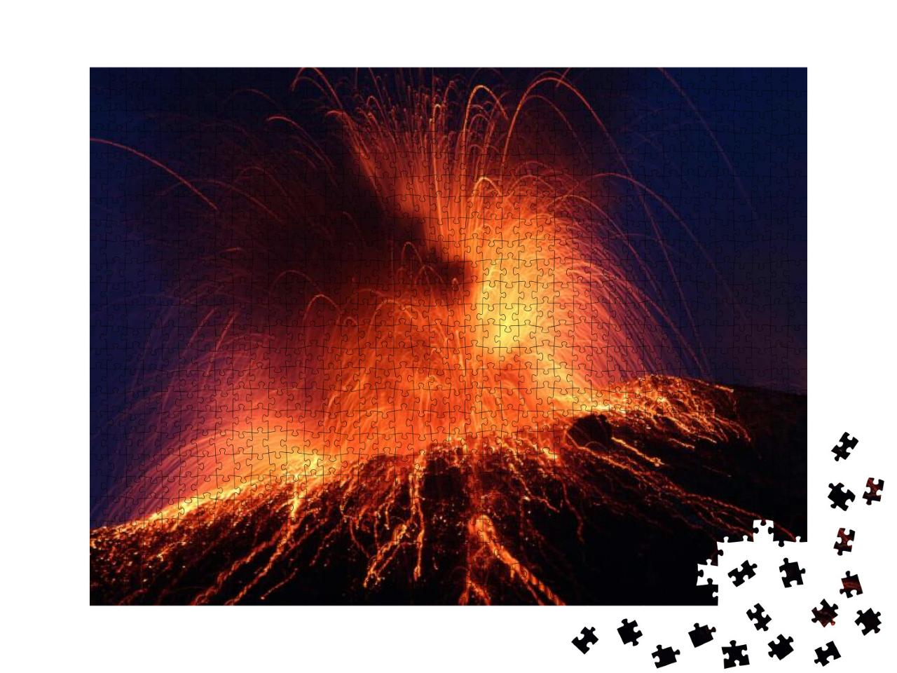 Puzzle 1000 Teile „Nächtlicher Ausbruch des Vulkans Stromboli“