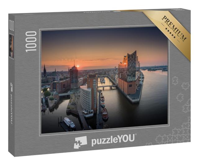 Puzzle 1000 Teile „Sonnenaufgang über Hamburg“