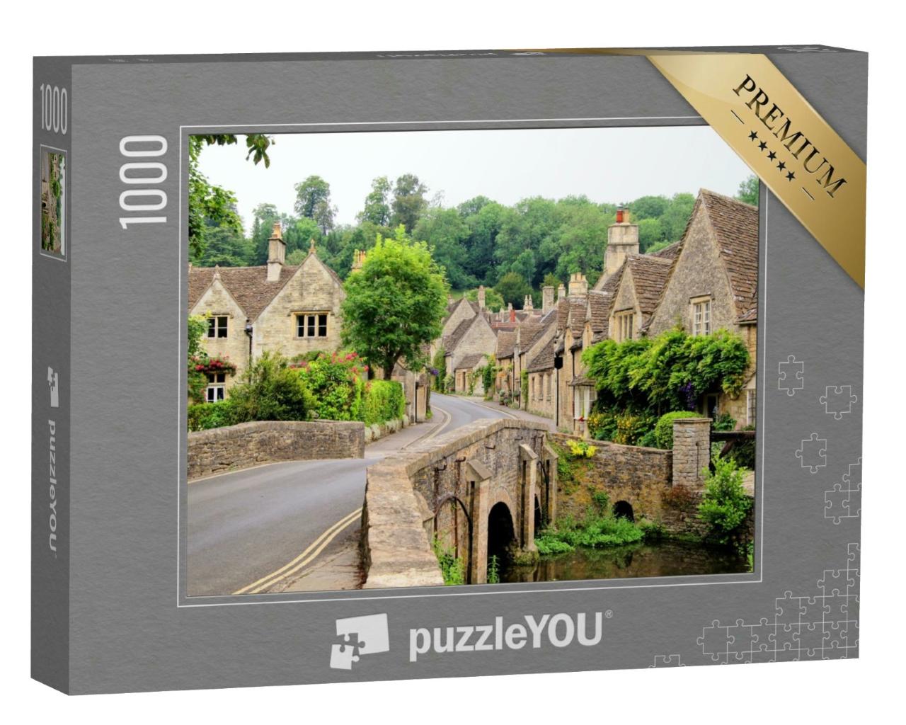 Puzzle 1000 Teile „Malerisches Cotswold-Dorf Castle Combe, England“