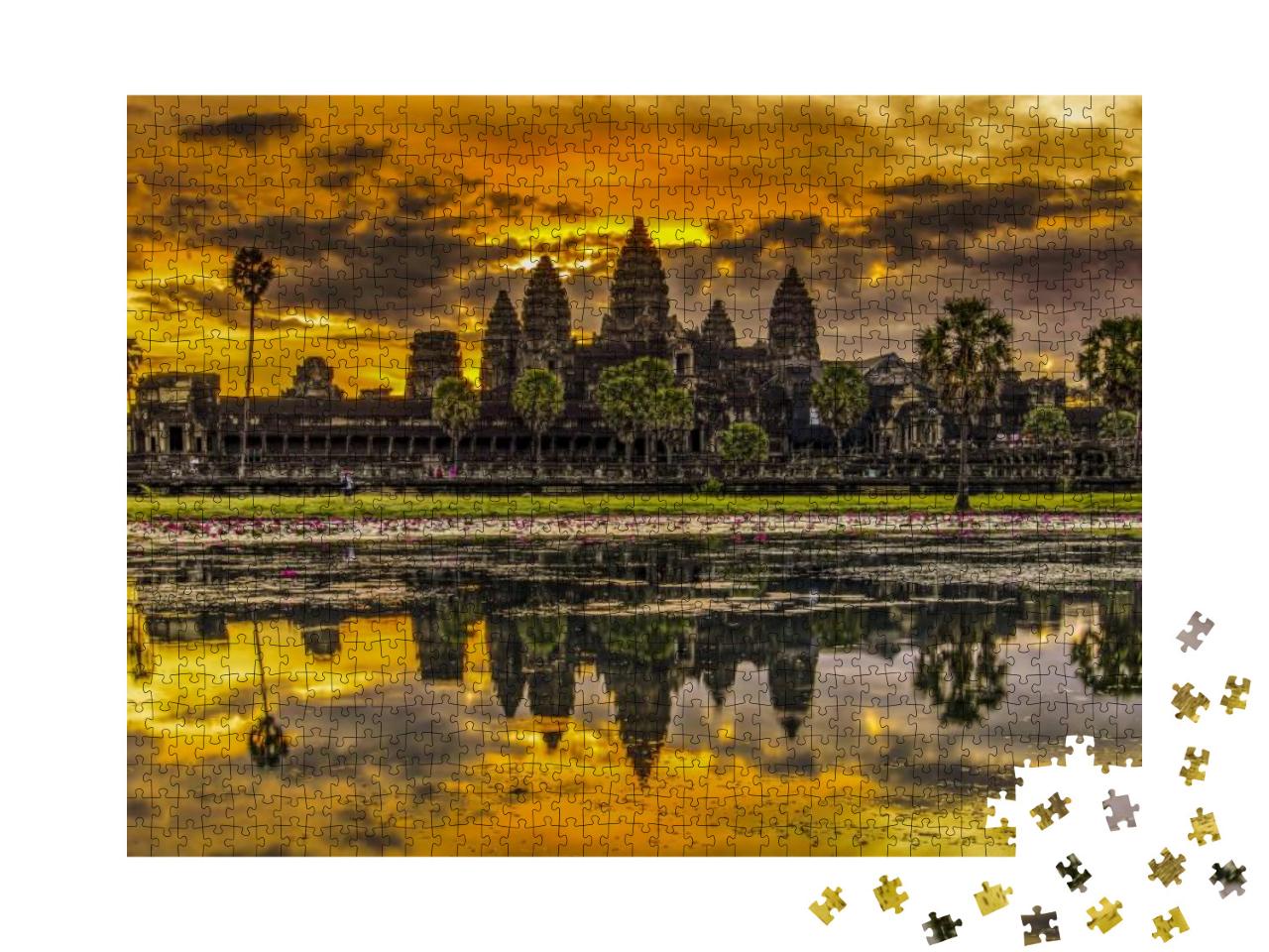 Puzzle 1000 Teile „Sonnenaufgang über Angkor Wat, Kambodscha“