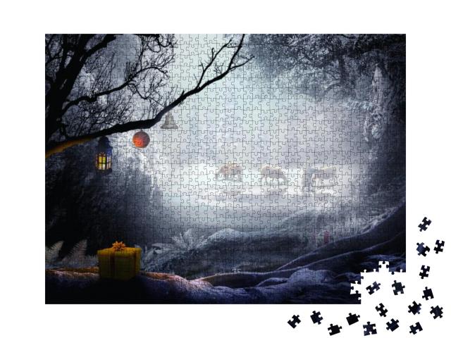 Puzzle 1000 Teile „Hirte im Weihnachtswald“