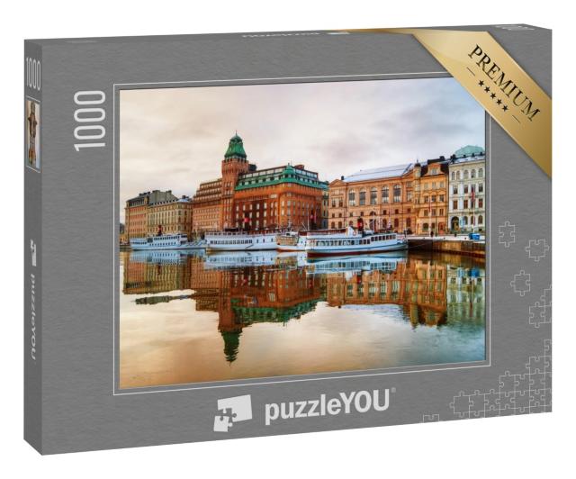 Puzzle 1000 Teile „Blick auf das Zentrum von Stockholm in der Morgendämmerung“