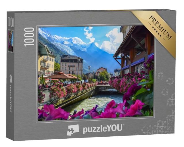 Puzzle 1000 Teile „Blick auf den Fluss Arve und das Mont-Blanc-Massiv, Chamonix“