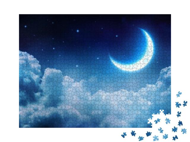 Puzzle 1000 Teile „Wunderschöne Mondsichel über den Wolken“