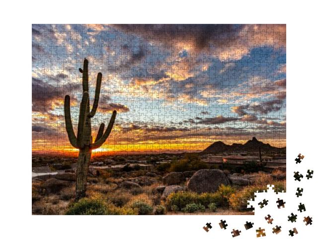 Puzzle 1000 Teile „Kaktus im Sonnenaufgang“