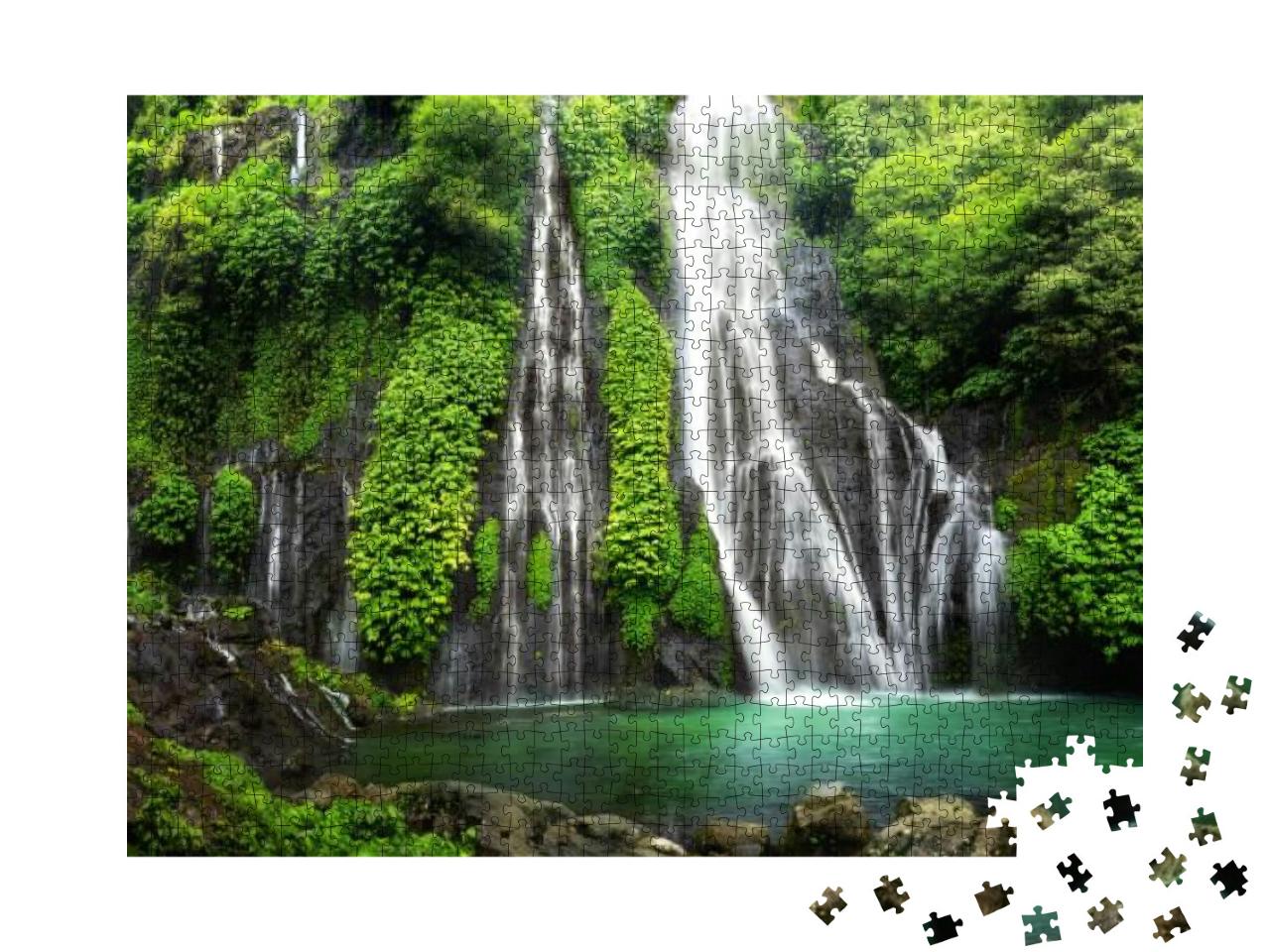 Puzzle 1000 Teile „Dschungel-Wasserfall-Kaskade im tropischen Regenwald “