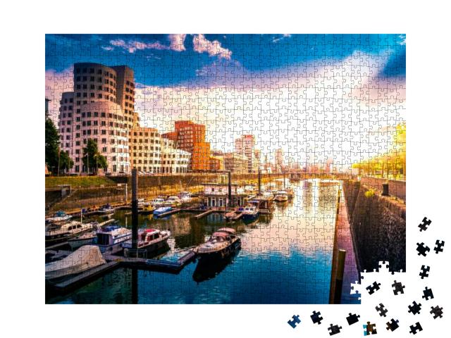 Puzzle 1000 Teile „Medienhafen am Rhein in Düsseldorf“