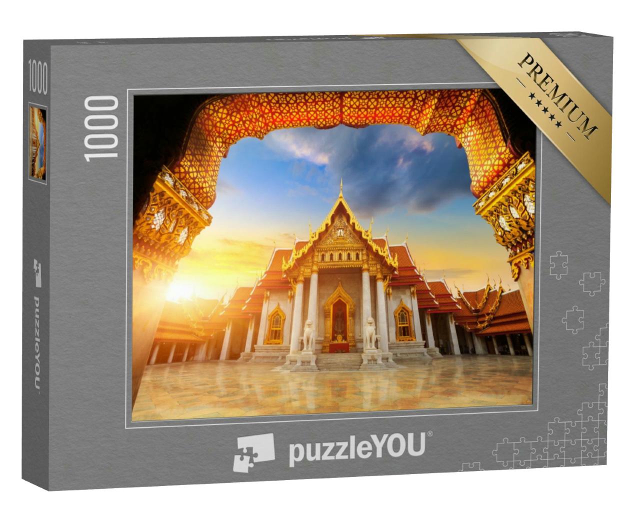 Puzzle 1000 Teile „Der Marmortempel, Wat Benchamabopitr Dusitvanaram, Bangkok“