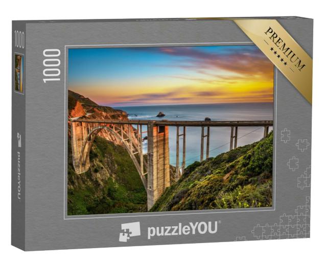Puzzle 1000 Teile „Pacific Coast Highway im Sonnenuntergang, Kalifornien, USA“