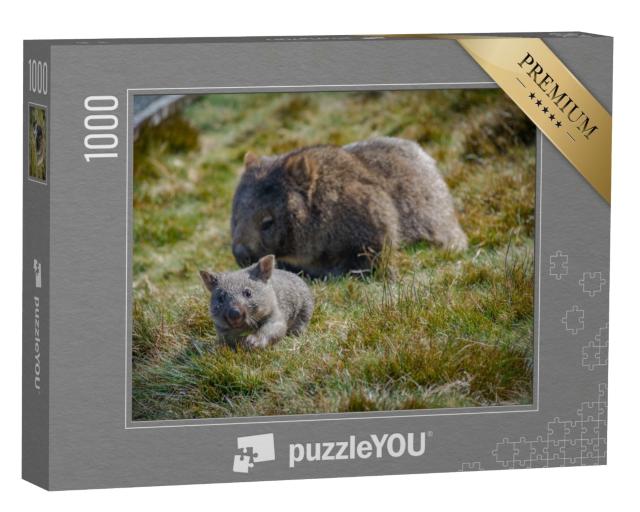 Puzzle 1000 Teile „Wombat-Mama mit Baby, Tasmanien, Australien“