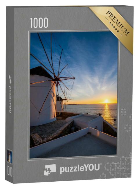Puzzle 1000 Teile „Die Windmühlen der Stadt Chora, Mykonos“