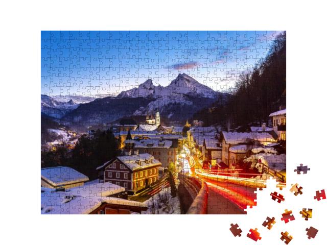 Puzzle 500 Teile „Berchtesgaden, im Hintergrund der Watzmann“