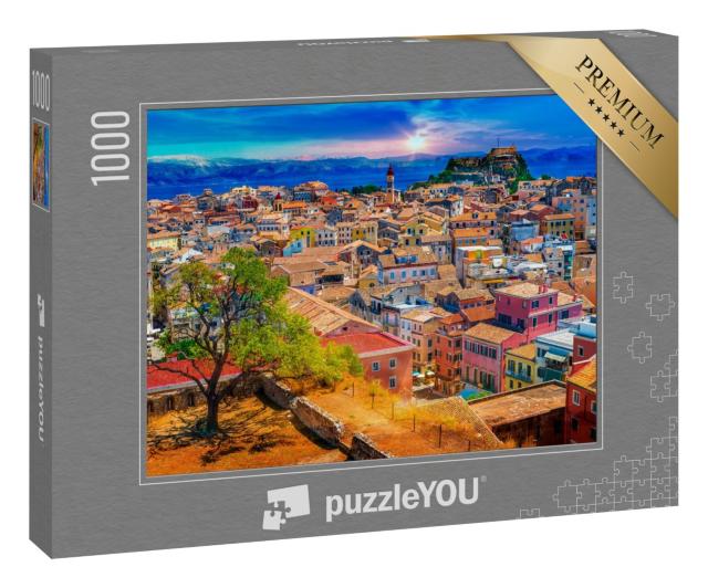 Puzzle 1000 Teile „Panoramablick auf Kerkyra, Hauptstadt der Insel Korfu, Griechenland“
