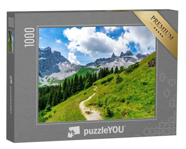 Puzzle 1000 Teile „Die drei Türme in den Bergen von Vorarlberg“