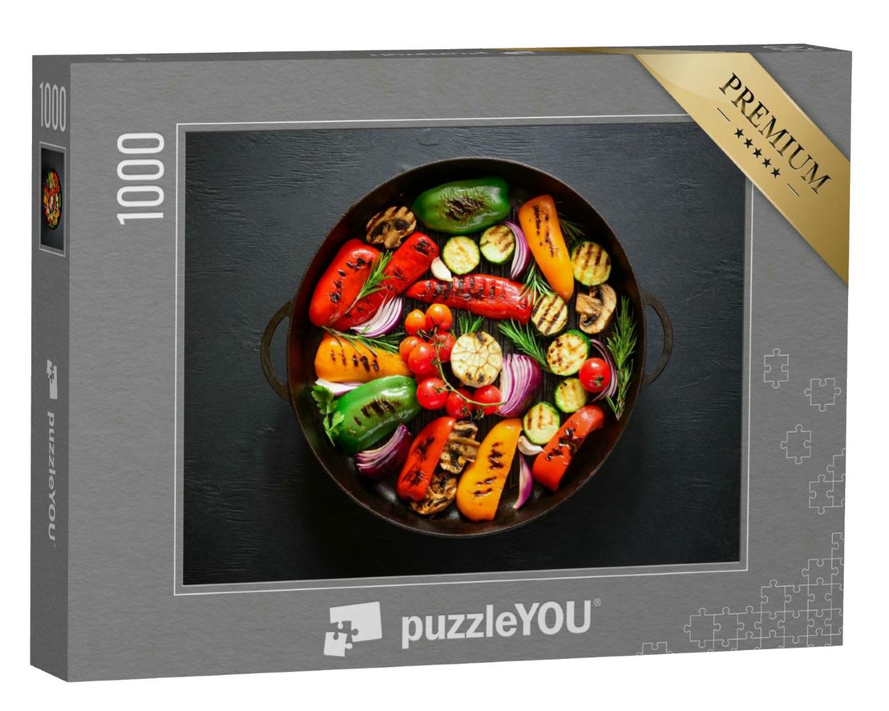 Puzzle 1000 Teile „Gegrilltes Gemüse in einer gusseisernen Pfanne“