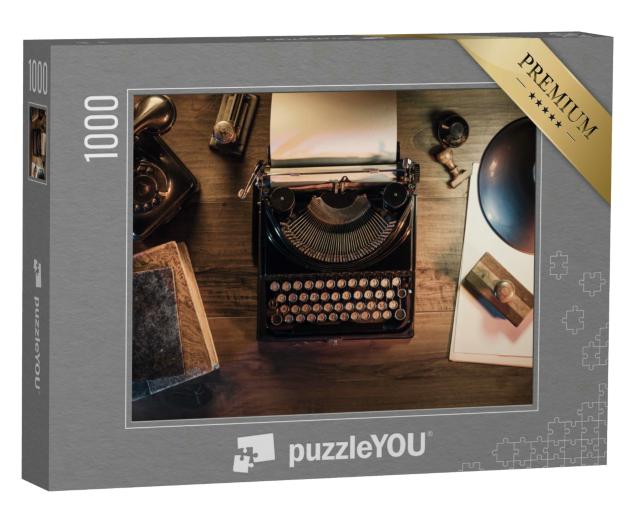Puzzle 1000 Teile „Schreibtisch mit Schreibmaschine und Telefon“