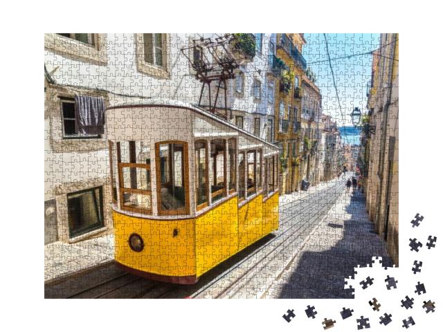 Puzzle 1000 Teile „Die Gloria-Seilbahn im Stadtzentrum von Lissabon“