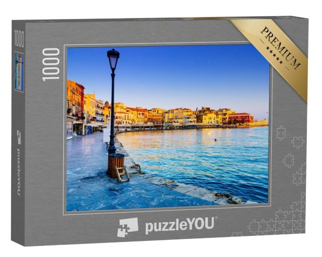 Puzzle 1000 Teile „Der Hafen von Chania bei Sonnenaufgang, Kreta“