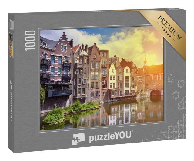 Puzzle 1000 Teile „Sonnenuntergang über Delfshaven in Rotterdam, Niederlande“