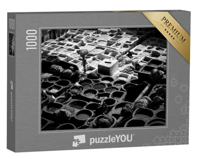 Puzzle 1000 Teile „Alte Ledergerberei, Handwerk in Fes, Marokko“