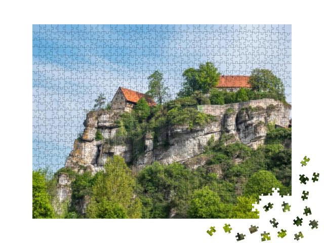 Puzzle 1000 Teile „Blick auf Burg Pottenstein in der Fränkischen Schweiz“