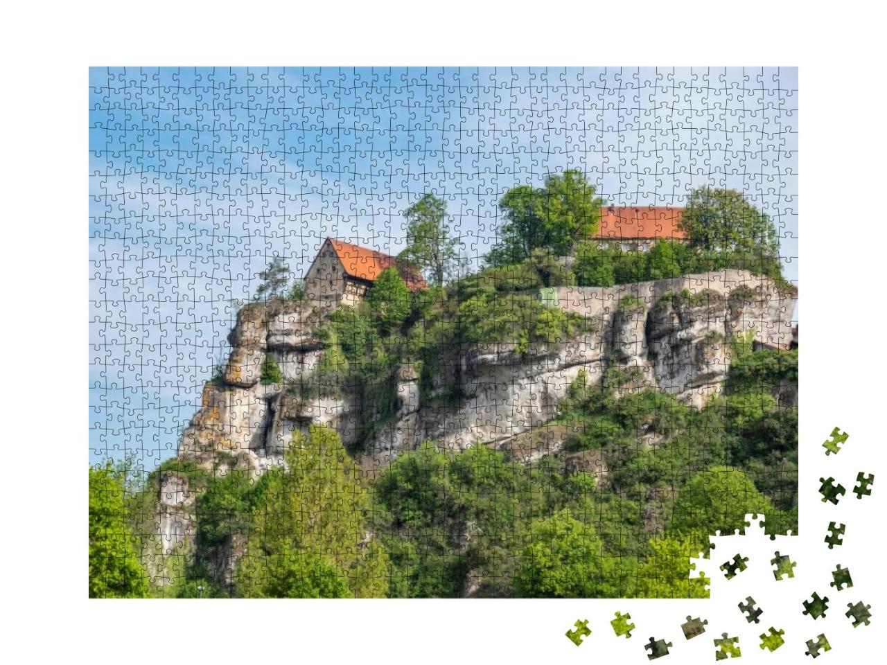 Puzzle 1000 Teile „Blick auf Burg Pottenstein in der Fränkischen Schweiz“