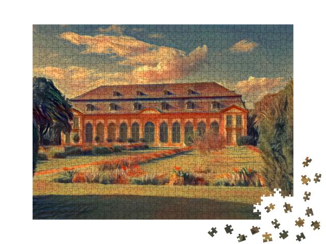 Puzzle 1000 Teile „im Stil von Edvard Munch, Der Schrei - Altes Haus in Darmstadt, Hessen, Deutschland“