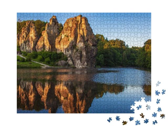 Puzzle 1000 Teile „Teutoburger Wald: Externsteine als einzigartiger Anblick, Nordrhein-Westfalen“
