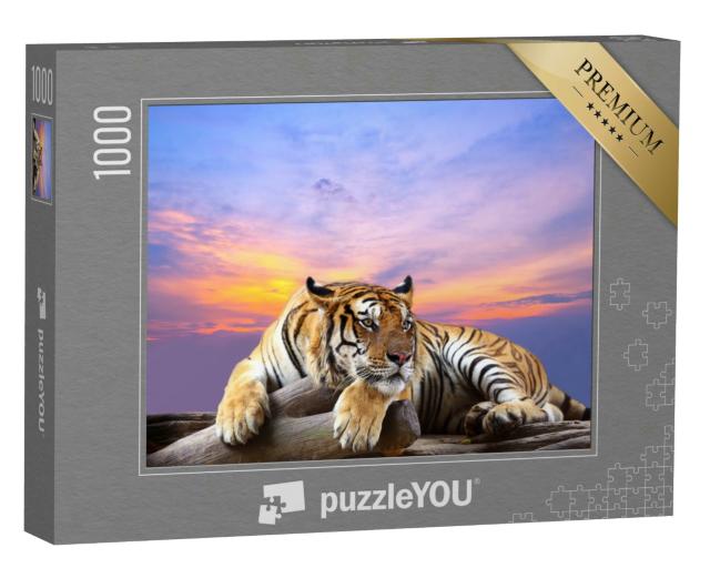 Puzzle 1000 Teile „Aufmerksamer Tiger“
