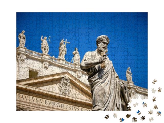 Puzzle 1000 Teile „Statue des Heiligen Petrus auf dem Petersplatz, Vatikanstadt, Rom“
