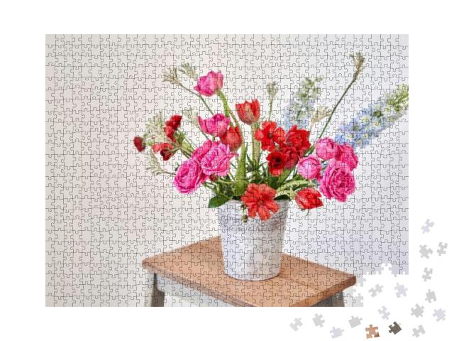 Puzzle 1000 Teile „Ein Blumenstrauß mit Vase“