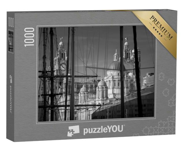 Puzzle 1000 Teile „Takelage und Masten von Schiffen am alten Hafen von Liverpool“