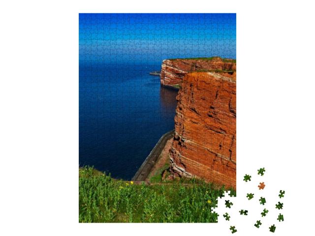 Puzzle 1000 Teile „Rote Steilfelsen auf Helgoland, Deutschland“