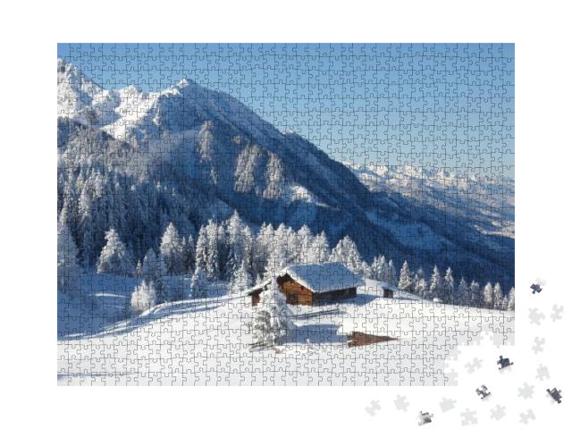Puzzle 1000 Teile „Beeindruckende Winterlandschaft in den österreichischen Alpen“