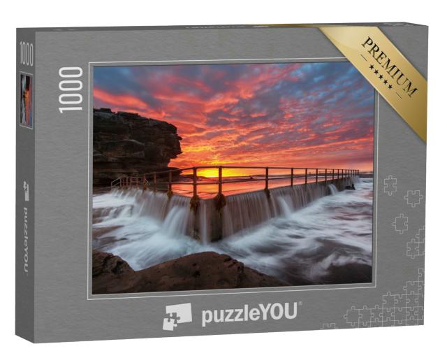 Puzzle 1000 Teile „Sonnenaufgang am North Curl Curl Rockpool, Australien“