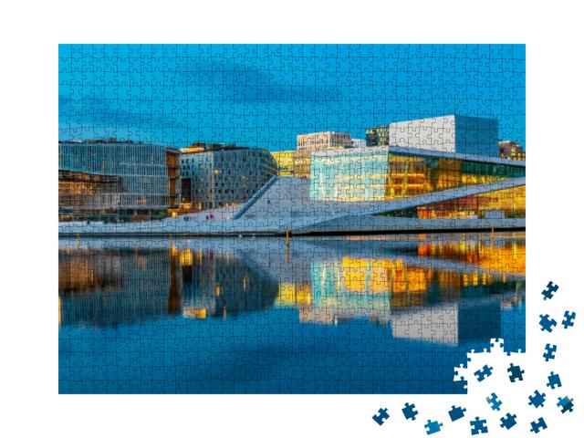 Puzzle 1000 Teile „Nachtansicht des Opernhauses von Oslo, Norwegen“