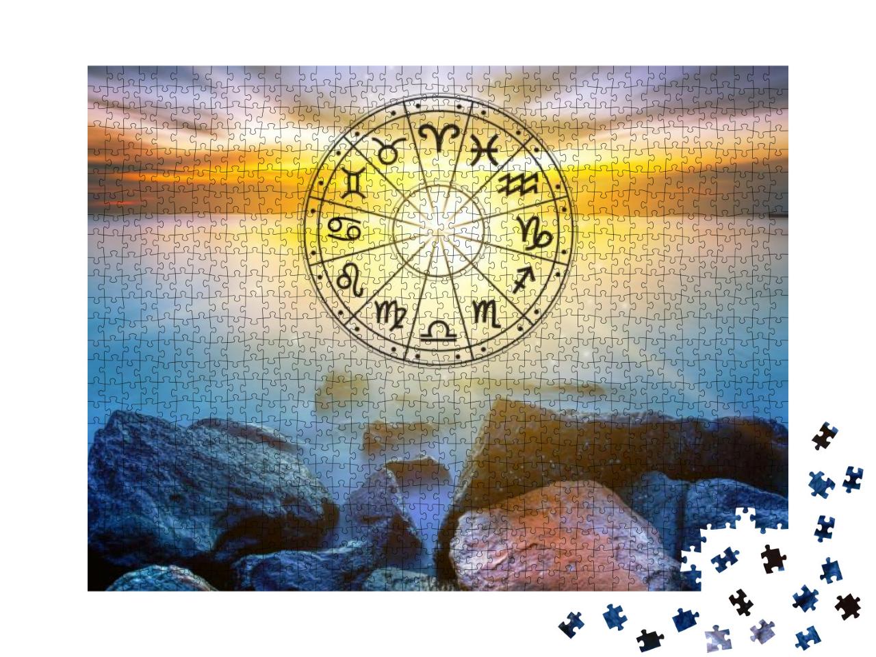 Puzzle 1000 Teile „Tierkreiszeichen innerhalb des Horoskopkreises“