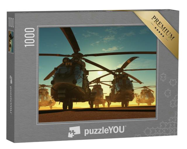Puzzle 1000 Teile „Eine Gruppe von Militärhubschraubern“