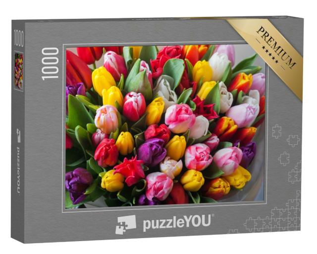 Puzzle 1000 Teile „Wunderschöne verschiedenfarbige Frühlingstulpen “