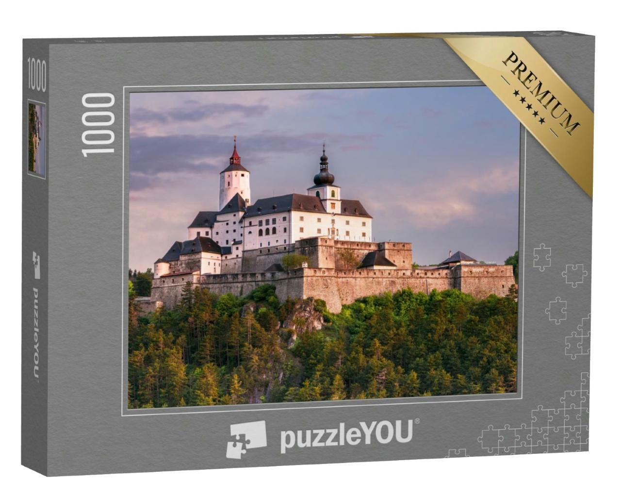 Puzzle 1000 Teile „Sonnenaufgang über Burg Forchtenstein im Burgenland, Österreich“