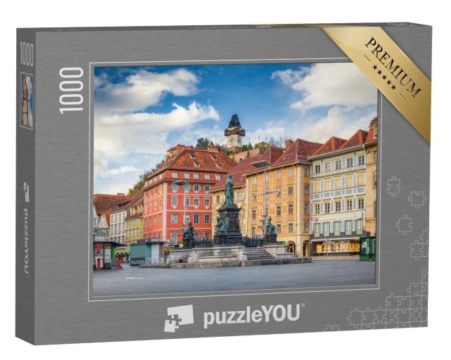 Puzzle 1000 Teile „Historische Stadt Graz mit berühmtem Grazer Uhrenturm, Österreich“